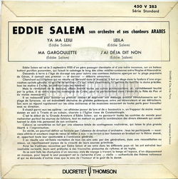 [Pochette de Ya ma Leili (Eddie SALEM) - verso]