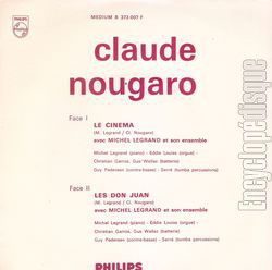 [Pochette de Le cinma / Les don juan (Claude NOUGARO) - verso]