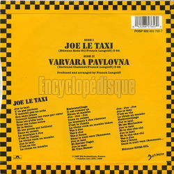 [Pochette de Joe le taxi (Vanessa PARADIS) - verso]