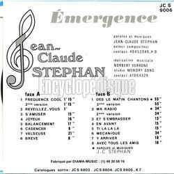 [Pochette de mergence (Jean-Claude STPHAN) - verso]