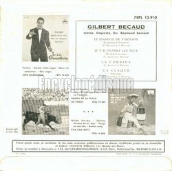 [Pochette de La corrida (Gilbert BCAUD) - verso]