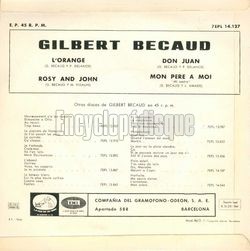 [Pochette de L’orange (Gilbert BCAUD) - verso]