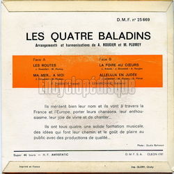 [Pochette de Les routes (Les QUATRE BALADINS) - verso]