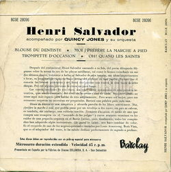 [Pochette de Blouse du dentiste (Henri SALVADOR) - verso]