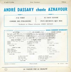 [Pochette de Chante Aznavour (Andr DASSARY) - verso]