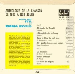 [Pochette de Anthologie de la Chanson de 1900  nos jours (Ita et Emma ROSIO) - verso]