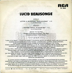 [Pochette de Lettre  un rveur "carta a un soador" (Lucid BEAUSONGE) - verso]