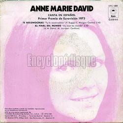 [Pochette de Te reconoceras (version espagnole) (Anne-Marie DAVID) - verso]