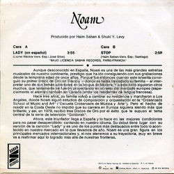 [Pochette de Lady (version espagnole) (NOAM) - verso]