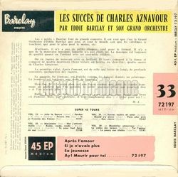 [Pochette de Les succs de Charles Aznavour (Eddie BARCLAY) - verso]