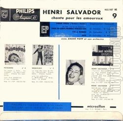 [Pochette de Chante pour les amoureux - N9 (Henri SALVADOR) - verso]