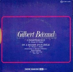 [Pochette de L’indiffrence (Gilbert BCAUD) - verso]