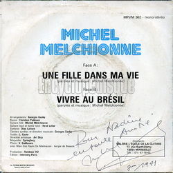 [Pochette de Une fille dans ma vie (Michel MELCHIONNE) - verso]