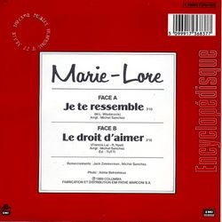 [Pochette de Je te ressemble (MARIE-LORE) - verso]