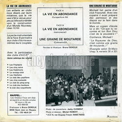 [Pochette de La vie en abondance (Les OISEAUX FOUS) - verso]