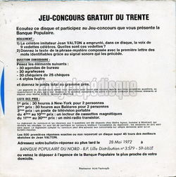 [Pochette de Banque Populaire - jeu concours du trente (PUBLICIT) - verso]