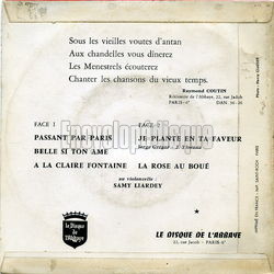 [Pochette de Passant par Paris (Les MNESTRELS DE L’ABBAYE) - verso]