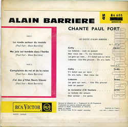 [Pochette de Alain Barrire chante Paul Fort (Alain BARRIRE) - verso]