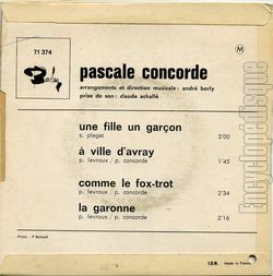 [Pochette de Une fille, un garon (Pascale CONCORDE) - verso]