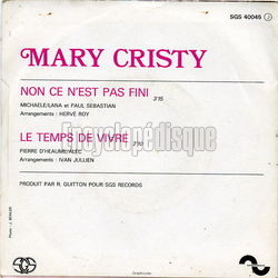 [Pochette de Non, ce n’est pas fini (Mary CRISTY) - verso]