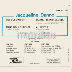 [Pochette de Quand j’tais blonde (Jacqueline DANNO) - verso]