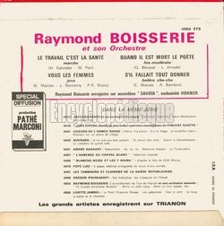 [Pochette de Le travail c’est la sant (Raymond BOISSERIE) - verso]