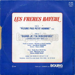 [Pochette de Pleure pas petit homme (Les FRRES BAYEUL) - verso]