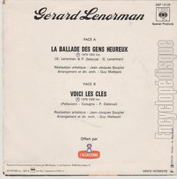 [Pochette de La ballade des gens heureux (Grard LENORMAN) - verso]