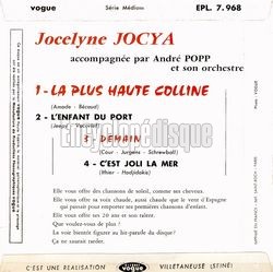 [Pochette de La plus haute colline (Jocelyne JOCYA) - verso]