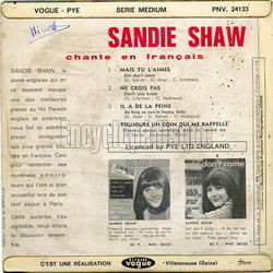 [Pochette de Mais tu l’aimes (Sandie SHAW) - verso]