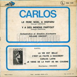 [Pochette de Le Pre Nol a disparu (CARLOS) - verso]