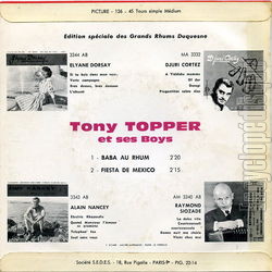 [Pochette de Baba au rhum (Tony TOPPER) - verso]