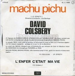 [Pochette de Machu Pichu (David COLSBERY) - verso]