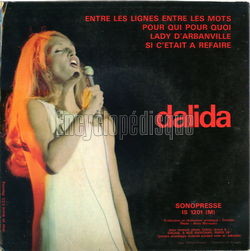 [Pochette de Pour qui pour quoi (DALIDA) - verso]