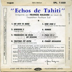 [Pochette de chos de Tahiti (DOCUMENT) - verso]