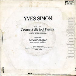 [Pochette de J’pense  elle tout le temps (Yves SIMON) - verso]