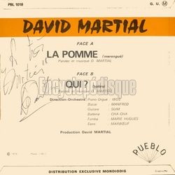 [Pochette de La pomme (David MARTIAL) - verso]