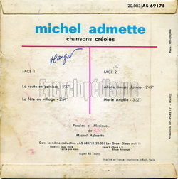 [Pochette de La route en cornisse (Michel ADMETTE) - verso]