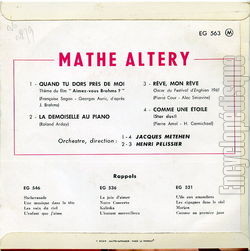 [Pochette de Quand tu dors prs de moi (Math ALTRY) - verso]