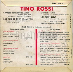 [Pochette de Pardon pour notre amour (Tino ROSSI) - verso]