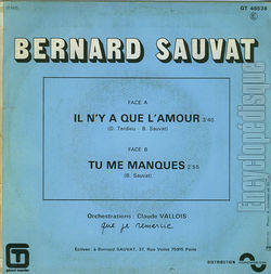 [Pochette de Il n’y a que l’amour (Bernard SAUVAT) - verso]