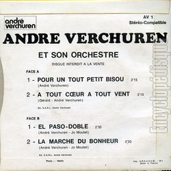 [Pochette de Pour un tout petit bisou (Andr VERCHUREN) - verso]