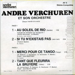 [Pochette de Au soleil de Rio (Andr VERCHUREN) - verso]