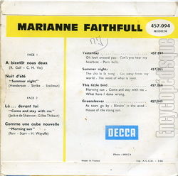 [Pochette de Marianne FAITHFULL -   bientt nous deux  (Les FRANCOPHILES) - verso]