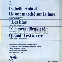 [Pochette de Ils ont march sur la lune (Isabelle AUBRET) - verso]