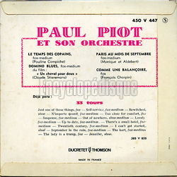 [Pochette de Le temps des copains (Paul PIOT) - verso]