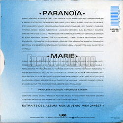 [Pochette de Paranoa (Vronique SANSON) - verso]