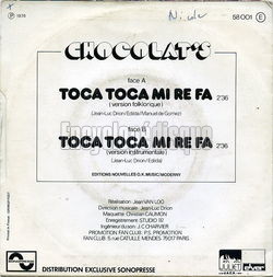 [Pochette de Toca toca mi r fa (CHOCOLAT’S) - verso]