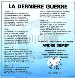 [Pochette de La dernire guerre (Andr DEMEY) - verso]