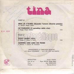 [Pochette de Moi je t’aime (TINA (BANON)) - verso]